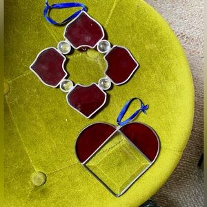 Pair Stained Glass | Flower, Heart